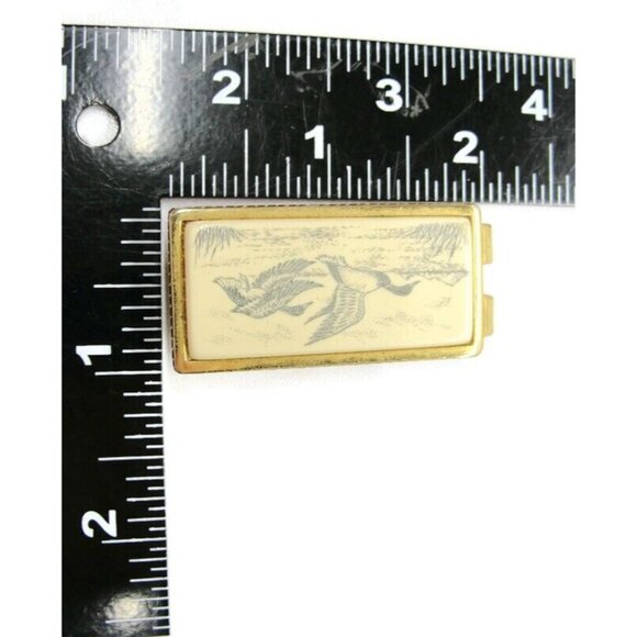 Anson Duck Geese Money Clip Gold Tone Porcelain Wallet Credit Card Cash Holder - Picture 7 of 9